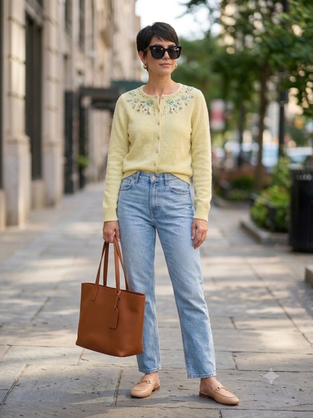 Free People rabbit hair Embellished Button Cardigan